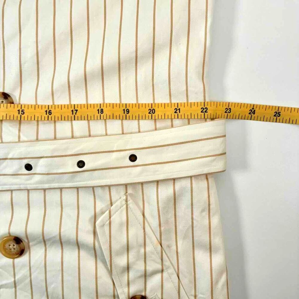 Vtg 90s Women's Ralph Lauren Cream & Tan Pinstripe Cotton Trench Coat - Size XL - Picture 7 of 10